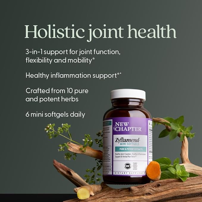 New Chapter Zyflamend™ Mini Softgels, Joint Supplement & Herbal Pain Relief – with Turmeric, Ginger & Green Tea - for Healthy Inflammation Response, Mobility & Flexibility, 180 mini softgels