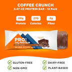 PROBAR Plant-Based Protein Bars – 20g Protein, Gluten Free, Non-GMO, Dairy Free Vegan Snack, No Sugar Alcohols, Whole Food Ingredients, Post Workout Energy Bar for Active Lifestyles (Coffee Crunch, 12 Count)