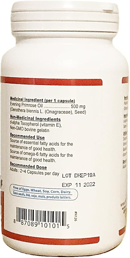 Nutridom Evening Primrose Oil Omega-6 & GLA 500mg 200Softgels