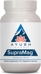Ayush Herbs SupraMag - 400mg Magnesium Complex Supplement with Chelated Magnesium Bisglycinate, Citrate, Ororate for Sleep, Energy, & Brain Health - 90 Vegetarian Capsules (1 Count)