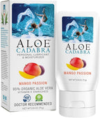 Aloe Cadabra Flavored Personal Lubricant and Vaginal Moisturizer, Organic Edible Aloe Lube for Men, Women and Couples, Non-Staining, pH Balanced, Toy Compatible (Mango Passion, 2.5 Ounces, 1 Pack)
