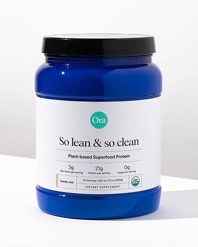 Ora Organic Vegan Protein Powder - 23g Plant-Based Protein Powder for Women and Men | Clean Protein Source, Keto Friendly, Gluten Free, Paleo, Dairy-Free, Soy-Free - Vanilla Chai - 20 Servings