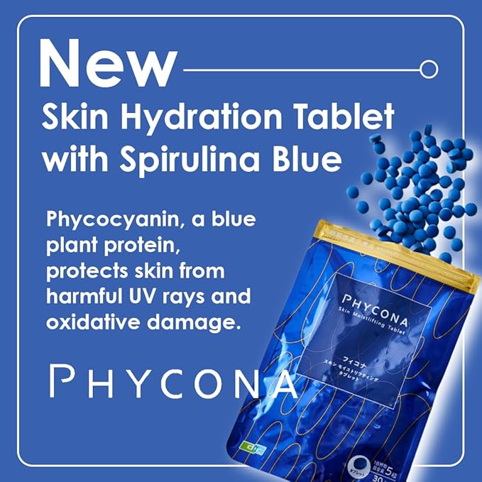 Earthrise PHYCONA - Skin Hydration Tablets with Spirulina Blue, 330mg Tablets (150 Count), Gluten Free, Keto Friendly, Non-GMO, 1-Month Supply