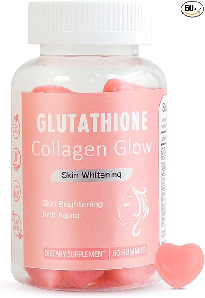 Laicuherb Glow Gummies for Women Skin & Nails Care, 60 Count Watermelon Flavor Collagen Glowing Skin Gummies for Skin Brightening, Organic Chewable Vitamins, Vegan, Gluten-Free