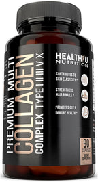 Premium Multi Collagen Peptides Pills - Hydrolyzed Collagen Capsules for Men and Women Types 1 2 3 5 10 - Collagen Supplements for Men - Colageno Hidrolizado Pastillas para Hombre Mujer 90 caps