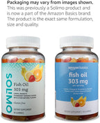 Amazon Basics Fish Oil 303 mg, Soft Chew Gummies, Lemon, Orange & Strawberry-Banana Flavors, 90 Count, EPA and DHA Omega-3 Fatty Acids (Previously Solimo)