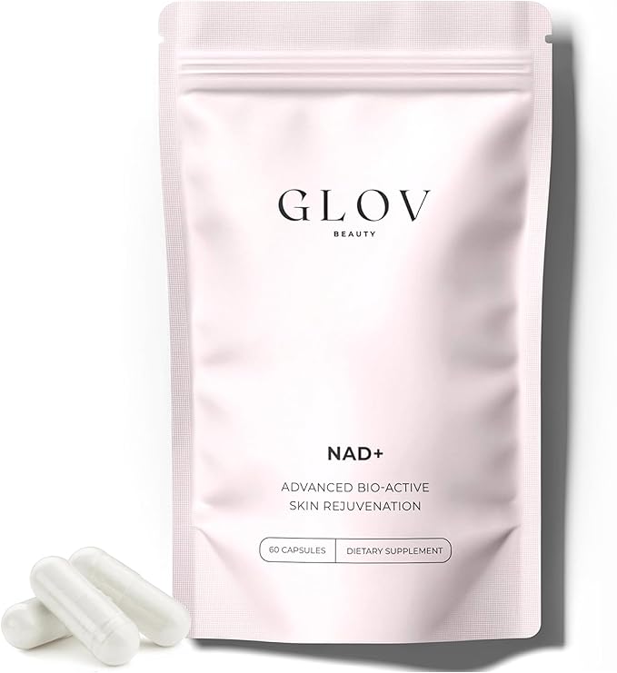 Glov Beauty NAD+ Supplement Capsules - Skin Rejuvenation with Resveratrol, Urolithin A & CoQ10, NAD Supplements for Women 40+, NAD Plus for Healthy Aging, Radiant Skin & Cellular Energy, 60 Veg Caps