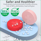 2 Pack Small Pill Box,Premium Thick Silicone 3 Compartment Travel Pill Box for Home/Desk Organizer, Portable Compact Medicine Holder for Vitamin, Cod Liver Oil, Supplement(Red+Pink)
