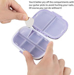 Bling Travel Pill Organizer Cute Pill Box with Labels Rhinestone Pill Case for Purse Portable Daily Pill Container 7 Day Medicine Holder for Vitamin Supplement(Purple)