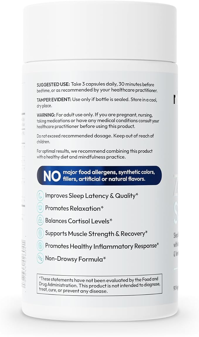 Zenful Sleep 6-in-1 Natural Sleep Aid for Adults Without Melatonin | Deep Sleep Supplement with Ashwagandha KSM-66® and Venetron® | Supports Cortisol Balance & Mood | 90 Capsules