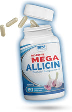 Potent Allicin Odor Controlled Garlic Supplement by Mega Allicin|180,000mcg (180mg) Veggie Capsules with Immune Support, Gluten-Free (90 Count)