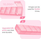 AUVON Weekly Pill Organizer with Effortless Opening Design, Arthritis Friendly Pill Box, BPA-Free Pill Organizer 7 Day, Cute & Portable Pill Case for Vitamins, Supplements and Medications