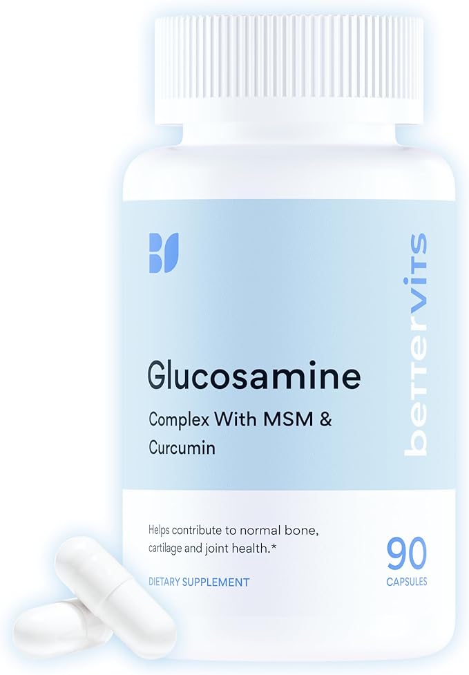 Bettervits Glucosamine Complex with MSM Сhondroitin | Joint Supplements for Women and Men with Vitamin C | Arthritis Support Supplement for Mobility & Flexibility - 90 Capsules