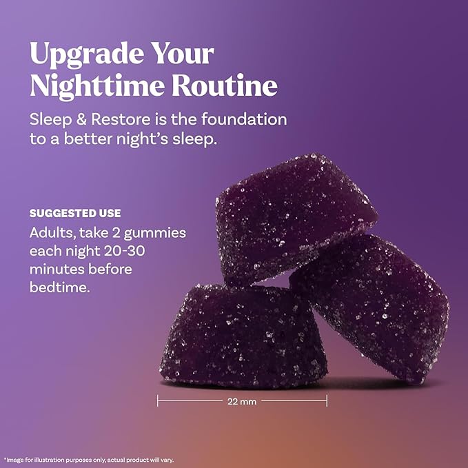Natrol Sleep & Restore Magnesium Glycinate Blend Gummies, Magnesium for Sleep Aids for Adults, Melatonin-Free, Cherry Flavored, 30 Day Supply, 60 Gummies (Pack of 2)