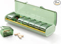 Weekly Pill Organizer,Portable 7 Day Pill Box,Moisture Proof Medicine Pill Organizer,Travel Pill Case with BPA-Free Material,Pocket-Size for Supplements & Vitamins (Green)