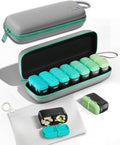 Weekly Pill Organizer 2 Times a Day, 7 Day Travel Medicine Pill Organizer with Moisture-Proof Silicone Lid, AM PM Daily Pill Box for Vitamins & Supplements, Aesthetics Pill Case(Green)