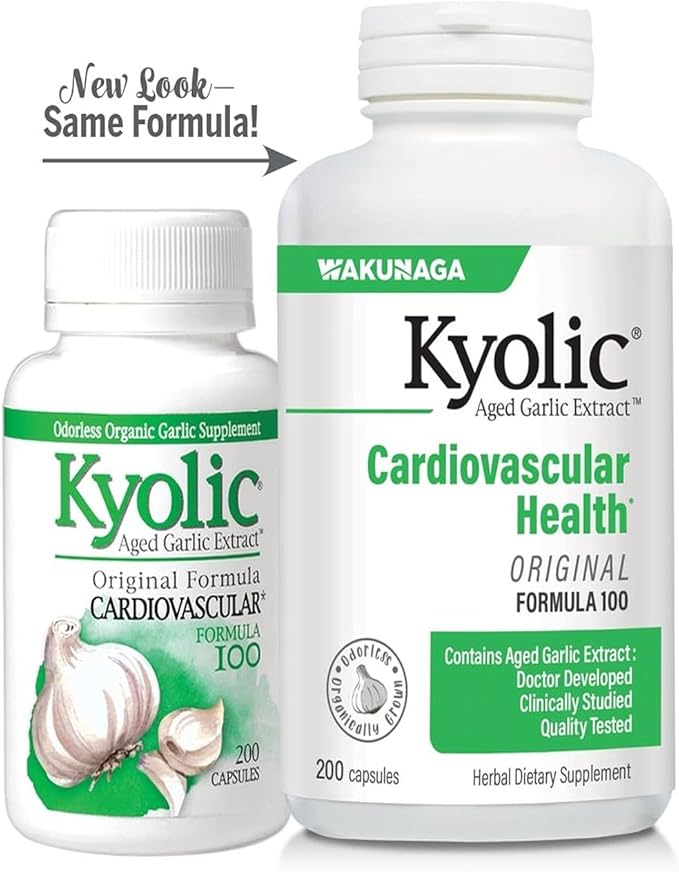 Kyolic Aged Garlic Extract Formula 100, Cardiovascular Health*, 200 Capsules.