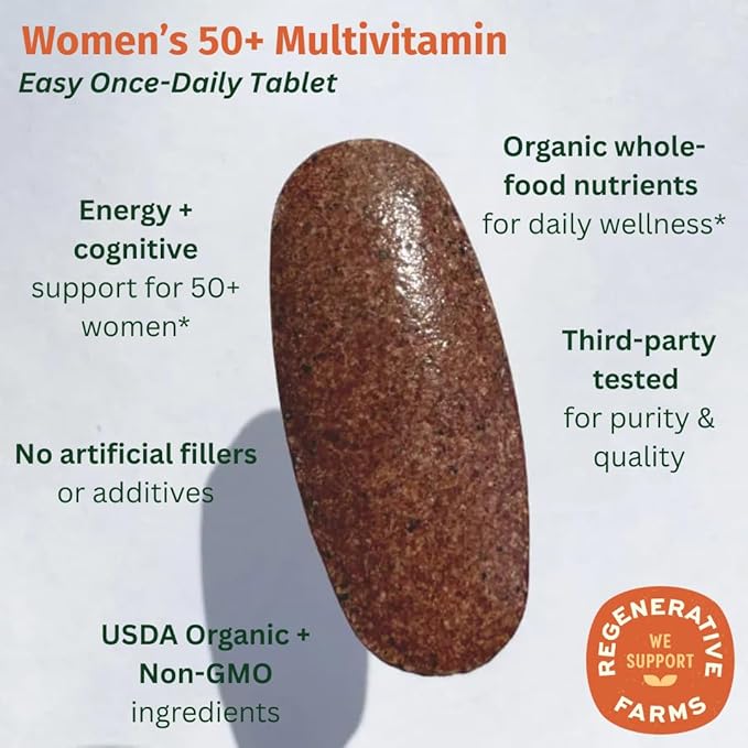 Once Daily Multivitamin for Women 50+, Supports Bone Strength, Energy, and Heart Health, 60 Count