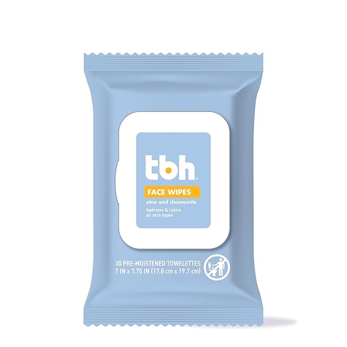 TBH Kids Gentle Face Wipes – Daily Cleansing & Hydrating Wipes for Preteens & Teens – Soothing Chamomile & Calendula – Sulfate & Paraben-Free – 30 Count