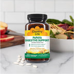 Country Life Chewable Papaya Enzymes for Digestion Support - Natural Pineapple & Papaya Flavor, Assists with Nutrient Absorption, Contains Papain & Protease - 200 and 500 Wafers Available