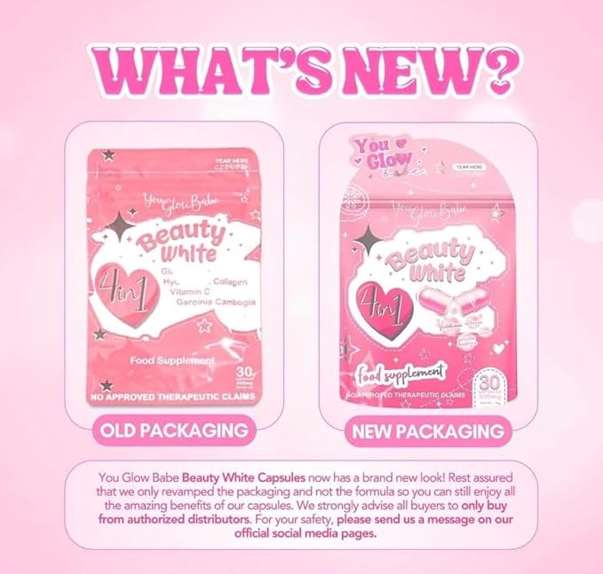 4 Packs You Glow Babe Beauty White 4-in-1 Glutathione Complex – Advanced Antioxidant & Skin Support Formula, Japan-Inspired - 30 caps