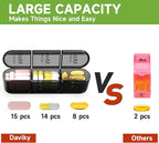 Daviky Pill Organizer 3X a Day, Weekly Pill Box 7 Day, Travel Pill Case with Large Containers, Light-Proof Pill Case for Vitamins, Medication, Supplements and Fish Oils (Black)