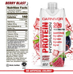 MuscleMeds Carnivor Protein Hydration RTD, Ready to Drink, Lactose Free, Sugar Free, 30g Isolate Protein, Halal Certified, Berry Blast, 16.9 Fl Oz (Pack of 12)