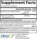 Carlson - Vitamin D3 + K2, 50 mcg (2000 IU) Vitamin D3 & 90 mcg Vitamin K2 as MK7, Bone Support, Calcium Absorption, 60 Capsules