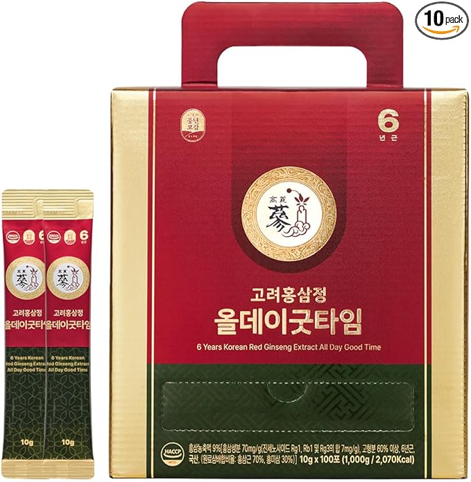 Red Ginseng Immune Shot - 6 Year Korean Ginseng - Caffeine Free HACCP 100 Sticks