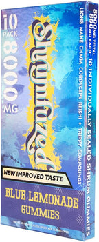 Shrumfuzed Proprietary Nootropic Gummy 8000mg - Now with New Improved Taste - Lion's Mane, Reishi, Chaga, and Cordycep Nootropic Mushroom Blend (10, Blue Lemonade)