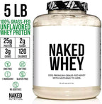 NAKED Whey 5LB 100% Grass Fed Unflavored Whey Protein Powder - Only 1 Ingredient, NSF Certified, Undenatured, Gluten Free, Soy Free, Promote Muscle Growth and Recovery - 76 Servings
