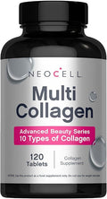 NeoCell Super Multi Collagen Peptides | 120 Tablets | 10 Types of Collagen | Skin, Hair and Nails | Beauty Supplement | For Men and Women