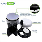 EZY DOSE Mini Vitamin Organizer, Multi Compartments, Portable and Compact Design, Easy Access Sliding Pill Dispenser, Supplement Organizer with Anti-Mix Design, Travel-Sized, White and Black, Medium