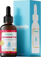 Nuvamin – Liquid Liposomal Iron Drops for Baby, Toddlers, Kids, & Teens, 2Fl.Oz (60ml), 120 Daily Serving. Great Taste - All Natural - Vegan - No Metallic Aftertaste, Berry Flavor