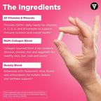 Vital Vitamins Women's Multivitamin Complex - Made with Multi-Collagen Blend, Hyaluronic Acid, & MSM - Beauty Multivitamins - with Vitamin A, C, E, B6, B12, D3-60 Capsules