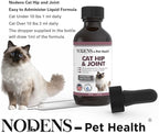 NODENS Cat Hip and Joint Liquid Glucosamine for Cats with Chondroitin – All Natural Cat Joint Supplement for Senior Cats Pain Relief Anti-inflammatory for Improved Joint Flexibility & Mobility 2oz
