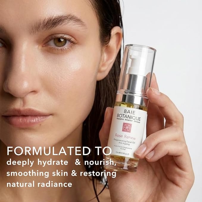 Baie Botanique Anti-Aging Facial Oil 15ml - Rose Absolute, Camelia, Borage, Evening Primrose, Abyssinian & Amla Oil - 100% Natural, 90% Organic