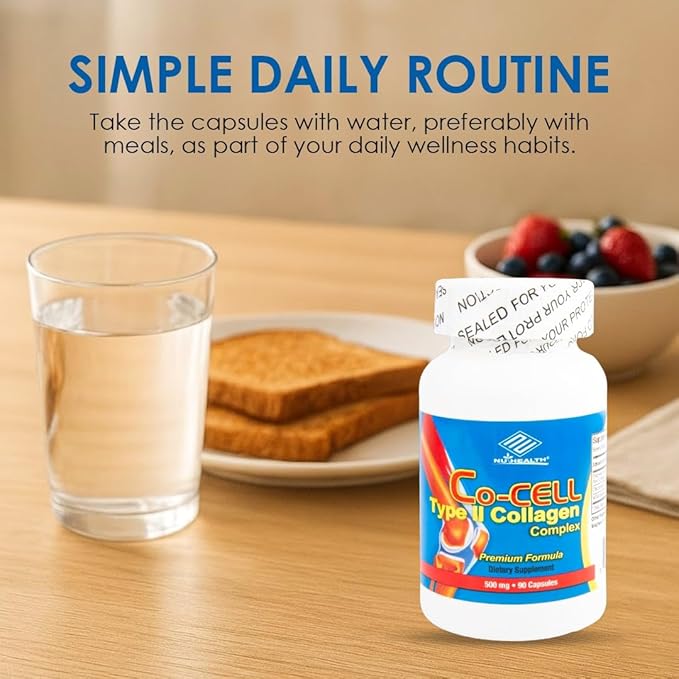 Co-Cell Type II Collagen Supplement | Hydrolyzed Chicken Cartilage with Chondroitin & MSM | Advanced Formula for Joint Care & Skin Support | 90 Capsules