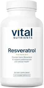 Vital Nutrients Resveratrol - Ultra High Potency Antioxidant - Trans Resveratrol for Cardiovascular and Cell Health Support* - Vegan Supplement - Gluten, Dairy and Soy Free - Non-GMO - 120 Capsules