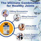Glucosamine Chondroitin MSM and Turmeric Supplement - Used for Cartilage & Joint Health & Flexibility - for Women & Men - Non-GMO, Gluten Free, 180 Capsules