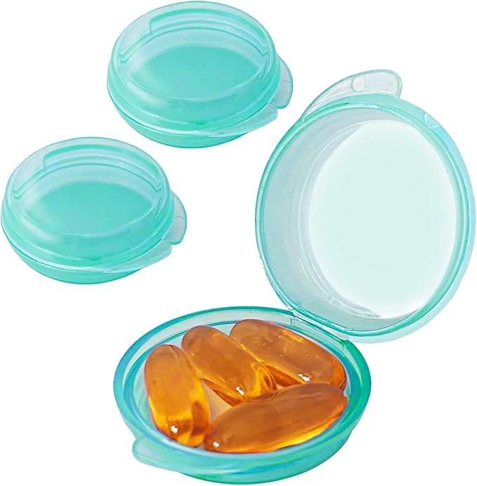 3PCS Small Pocket Daily Pill Box Organizer - Portable Travel Wallet with Individual Compartments - Compact, Convenient and Easy-to-Use Mini Pill Container for On-the-Go Medication Management (Green)