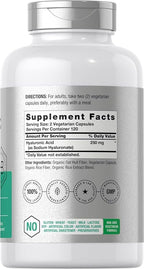 Horbäach Hyaluronic Acid Capsules | 250 mg | 240 Count | Non-GMO and Gluten Free Supplement