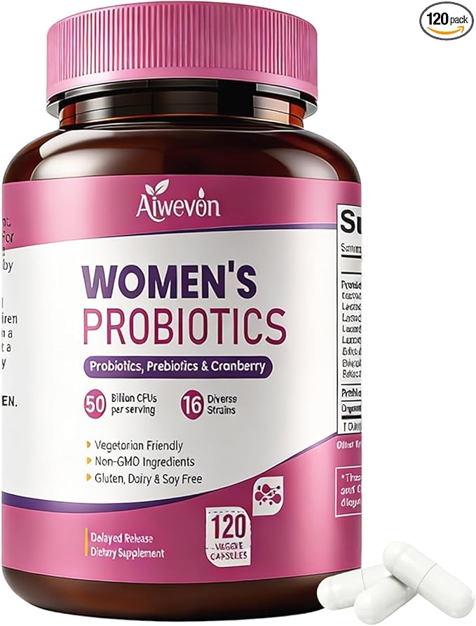 Women Probiotics 50 Billion CFU: Probiotics for Women with Prebiotics & Cranberry, 16 Strain Probiotic Supplement for Digestive Gut Health, Vaginal & Urinary Tract Support Vegan Probiotic 120 Capsules