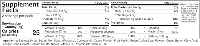 SGC Highest Concentration 100 mg Caffeine per Gummy, 2 Gummies per Pack (200 mg Total), 12-Pack Mocca Shots Variety Pack Plant-Based Instant Energy with Herbal Nootropics