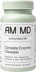 Amy Myers MD Digestive Enzymes Chewable – Complete Enzymes Support Leaky Gut, Acid Reflux, Gas, Bloating, Gluten Exposure – Amylase, Lipase, Lactase, Alkaline, Protease, Sucrase + More – 180 Tablets