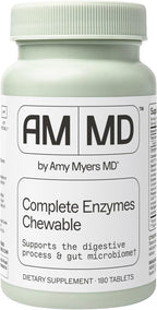 Amy Myers MD Digestive Enzymes Chewable – Complete Enzymes Support Leaky Gut, Acid Reflux, Gas, Bloating, Gluten Exposure – Amylase, Lipase, Lactase, Alkaline, Protease, Sucrase + More – 180 Tablets
