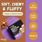 Protein Crispy Rice Treats, 15g Protein, 3g-7g Net Carbs, Low Carb, Fluffy, Soft, Chewy, Gluten Free, High Fiber, Keto-Friendly, No Aftertaste (Salted Toffee Crunch, 1 Pack)