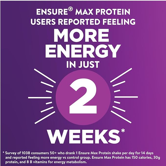 Ensure Max Protein Shake | Caramel | Ready to Drink | 30g Protein for Muscle Health | 1g Sugar, 4g Fiber | 11 fl oz, 12 Pack