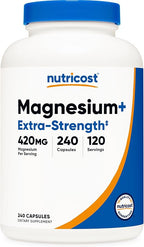 Nutricost Magnesium+ Extra Strength 420mg, 240 Capsules - 120 Servings. Magnesium Oxide and Glycinate - Non-GMO, Gluten Free, Vegan Friendly