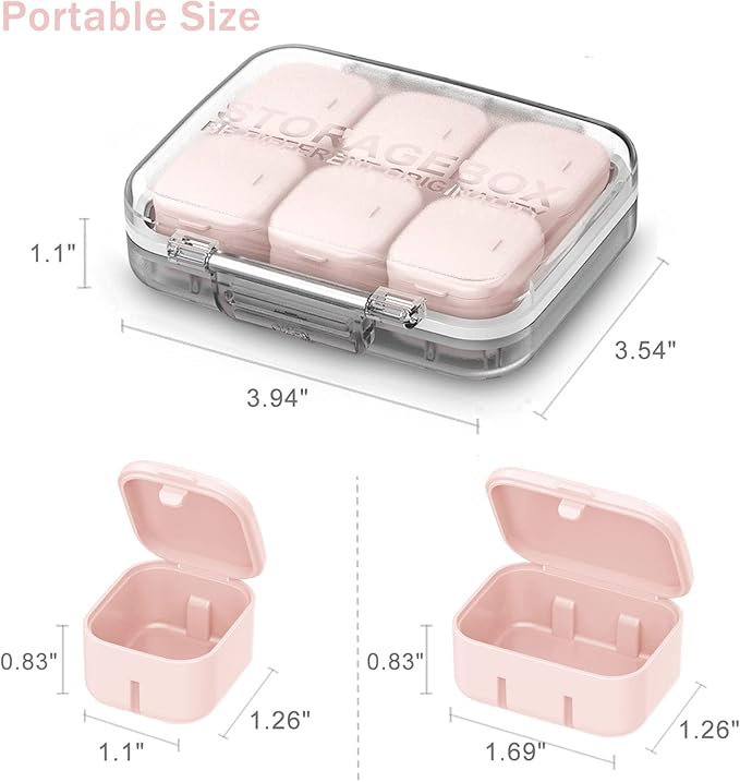 4/6 Grid Free Assembly Travel Medicine Organizer 10 Day Pill Organizer Portable Pill Box Waterproof Pill Case Daily Medication Carry Case for Vitamins, Fish Oils, Supplements